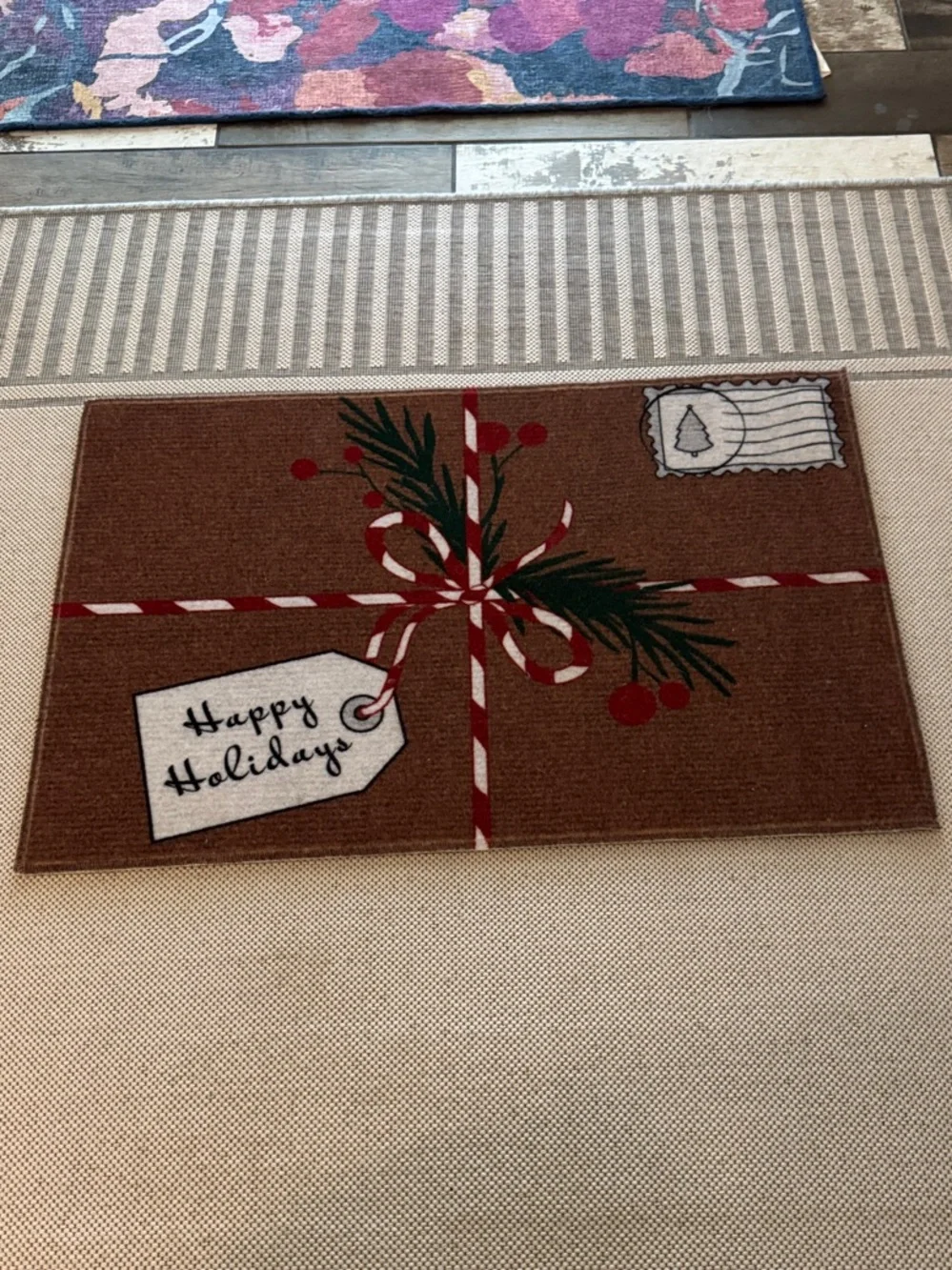 Ruggable Happy Holidays Washable Doormat Cover ONLY